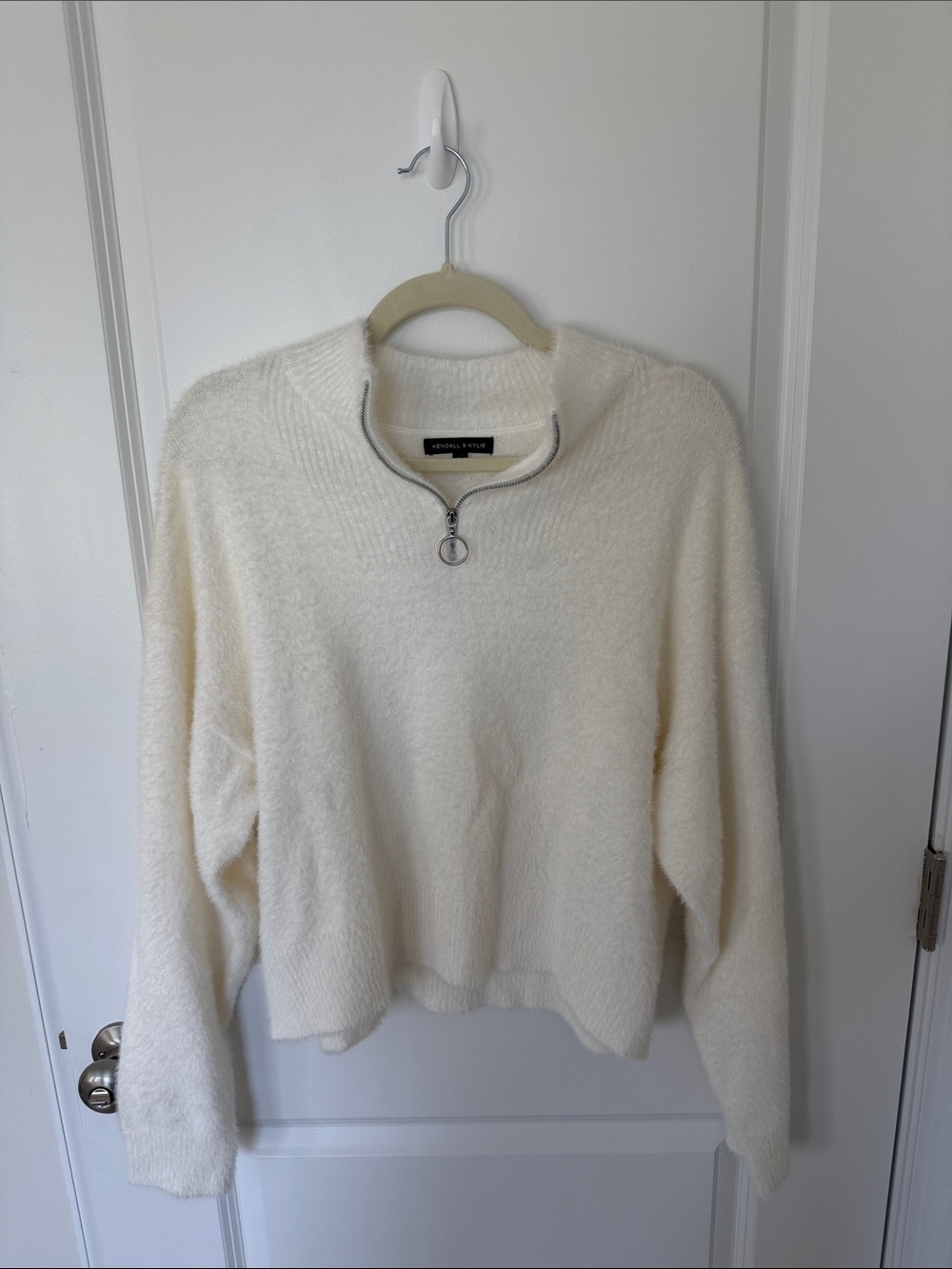 Kendall & Kylie Ivory Half-Zip Turtleneck Sweater